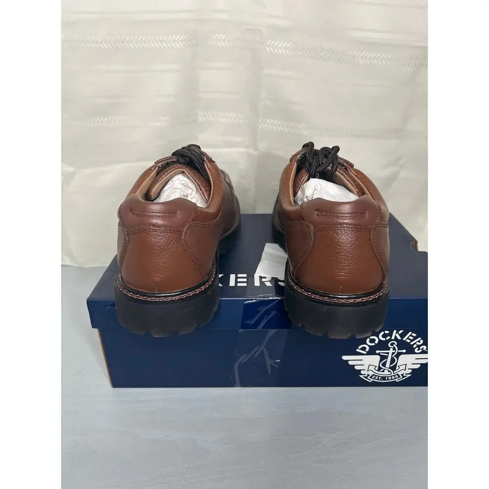 Dockers Glacier Men's Casual Leather Oxford Shoes Dark Tan Size 9.5 W Wide
